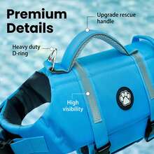 Dog Life Jacket, Lightweight Adjustable Buoyancy Vest With Rescue Handle, High Visibility Reflective Design, Suitable For Small And Medium Dogs Swimming And Boating - Blue - View 8