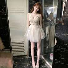 Women Short Dresses - Apricot - View 7