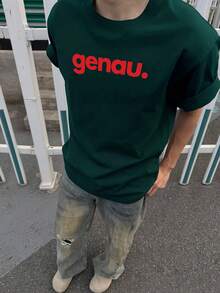 Kreatives Buchstabenmuster-T-Shirt mit Rundhalsausschnitt, reine Baumwolle, kurze Ärmel, sommerliche Trendmode, lässiger Alltagsstil. - Weiß - Übersicht 11