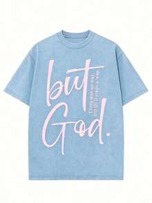 Classic Retro Fashion Casual Novel Four Seasons Simple And Versatile. Men's Four Season High-Quality Printed Washed Cotton Brand Loose Casual T-Shirt - 淺藍色 - 查看 1