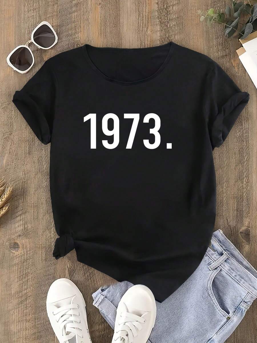 Camiseta con estampado de patrón digital 1973. - Negro - Ver 1