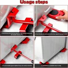 5pcs Heavy Duty Moving Set: Furniture Lifter, Slider Set And Jack, Rolling Tool For Easy Lifting, Essential For Moving Large Items, Space-Saving Sofa Relocation Design - A - View 9