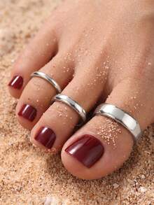 Anillos para los dedos de los pies para mujeres, juego de anillos para los dedos de los pies de oro, banda delgada, joyería de playa para los pies para el verano, anillos para los dedos de los pies abiertos y ajustables, estilo bohemio chic - Plateado - Ver 2