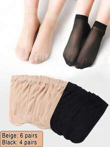 10pairs Minimalist Mesh Socks - Black - View 2