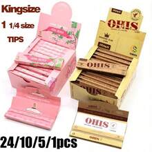 24/10/5/1 包 OHIS 粉色捲菸紙：每包含 32 張高品質粉色捲菸紙 + 32 個濾嘴 - 慢燃、可調尺寸、吸菸者的完美禮物 - 手捲菸紙配件 -- 110mm 慢燃捲菸紙 - 經典超薄捲菸紙，均勻燃燒。聖誕禮物、萬聖節禮物、生日禮物。 - 粉色 - 查看 1
