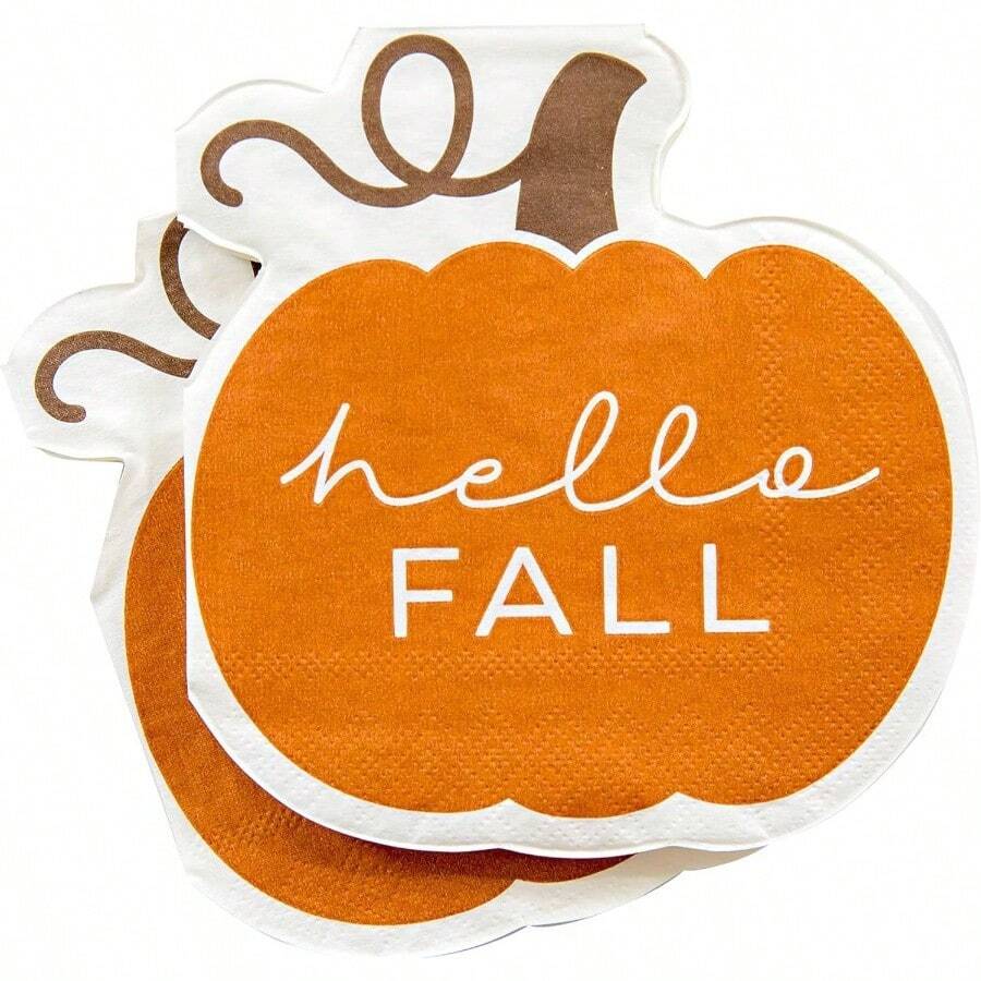 TW4 - 24063 Hello Fall Pumpkin - Servilletas desechables de papel de ctel para Accin de Gracias y Halloween, naranja, 20 unidades, 5x 5 pulgadas - Servilleta de cóctel - Ver 1