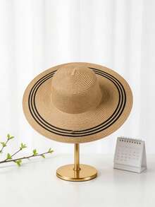 1pc Women's Bohemian Style Wide Brim Straw Hat And 1pc Woven Shoulder Bag Set, Elegant Sun Hat Beach Tote Bag, Suitable For Outdoor Leisure, Travel, Vacation - Hat and Bag Set - View 12