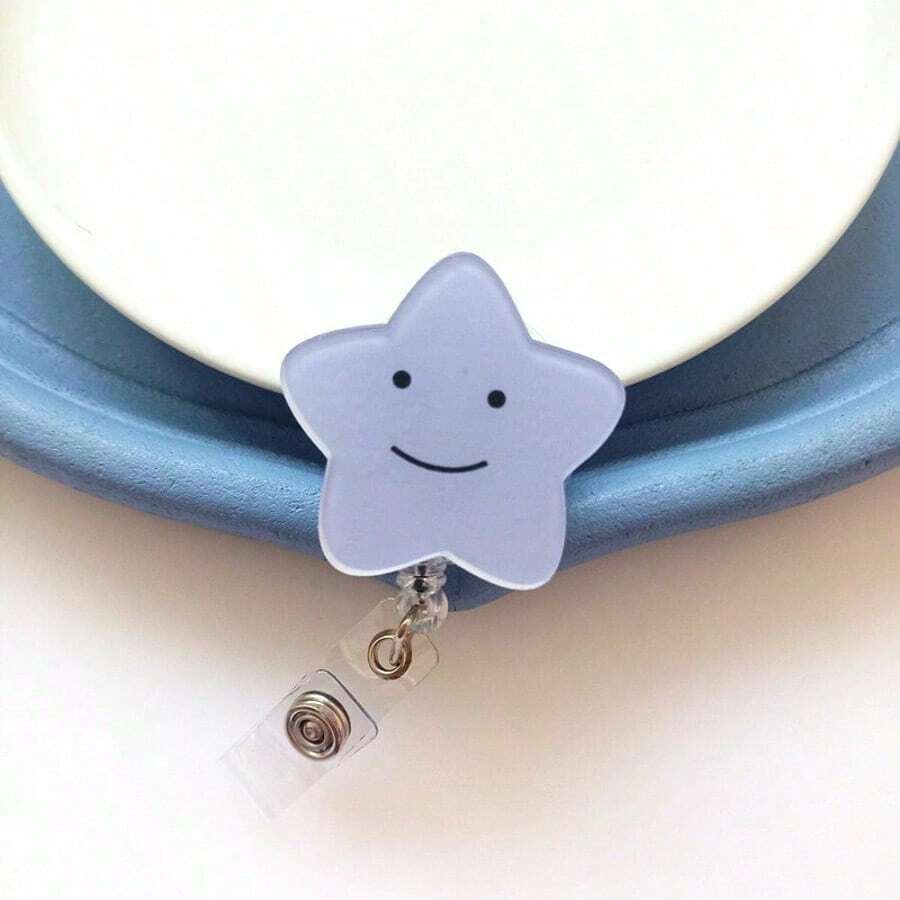 护士徽章夹,带可爱星星,透明可伸缩易夹,员工工厂证件夹,学校用品,返校 - 彩色 - 查看 1