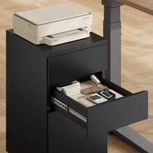 Mobile Filing Cabinet With 4 Drawers, Under Desk Filing Cabinet With Wheels, Office Cabinet For Home And Office, White/Black, 33 X 39 X 63.5 Cm - 黑色 - 查看 4