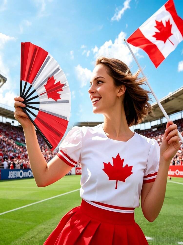 1pc Brazil Flag Hand Fan, Foldable Large Rave Fan, Portable Handheld Fan For Sports Events, Carnival, Party, Summer Cooling - Multicolor - View 3