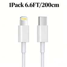 Adaptador de cargador de doble puerto de 20W con cable USB-C a Lightning de 3.3FT/6.6FT, juego de carga rápida compatible con la serie 14 13 12 11 - blanco - Ver 8