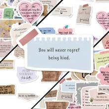 Vintage Neutral Affirmation Stickers 50Pcs, Aesthetic Waterproof Decals For Scrapbooking Journaling Planner - A - View 3