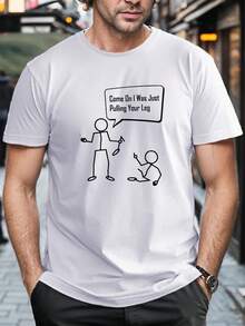 Camiseta de verano de talla, antiarrugas y de fácil cuidado, con estampado de dibujos animados, manga corta, estilo casual. - Blanco - Ver 1