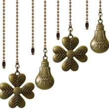 4pcs/2pcs Floral Alloy Ceiling Fan Pull Chain Decor Vintage Style Pull Chain Pendant Extender 13 Inch Lighting Ceiling Fan Beads Spherical Pull Chain Extender Decor With DIY Connector - Four-leaf Clover + Light Bulb - View 1