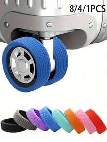 8/4/1pc Unisex Luggage Wheel Protective Covers: Shockproof, Silent, Noise-Reducing Silicone Protective Covers. Essential Travel Companion, Suitable For Various Travel, Family Camping, Beach Outings, Summer Vacations And Back To School Season. Practical And Essential Travel Accessory. - Multicolor - View 2