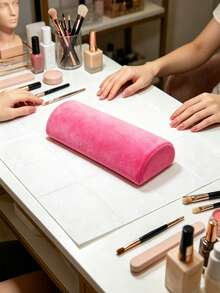 Nail Art Tools, Detachable Hand Pillow For Nail Salon, Wrist Pad, Rose Red Long Towel Pillow, Professional Nail Art Hand Pillow, Semi-Circular Towel Pillow - Multicolor - View 5