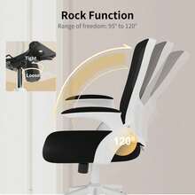 Ergonomic Mesh Office Chair With Flip Armrests And Lumbar Support - Black-white - View 9