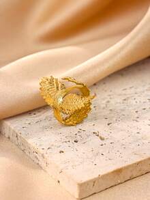 1PC Punk Phoenix Rings For Women 18K Gold Plated Stainless Steel Geometric Phoenix Opening Ring Wedding Aesthetic Party Animal Jewelry - Multicolor - View 3