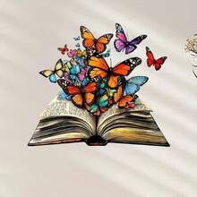1pc Funny Magic Book Wall Sticker, Flowers And Butterflies Blooming From Book, Suitable For Home Decor, Wall Decor, Room Decor, Office Decor, Dorm Decor, PVC Waterproof Material, Removable - Magic Book Wall Stickers - View 5