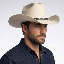 Men's Wide Brim Cowboy Style Hats - Beige - View 1