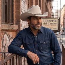 Men's Wide Brim Cowboy Style Hats - Beige - View 6