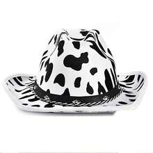 Black And White Rivet Milk Hat, Cow Pattern Rivet Black And White Felt Hat, Animal Cow Hat - Animal Cow Hat - View 3