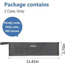 - Estuche de transporte reutilizable para pajitas, bolsa pequea porttil para metal, papel, plstico, pajitas desechables de silicona, palillos de acero inoxidable, color gris - Gris + 1 - Ver 5