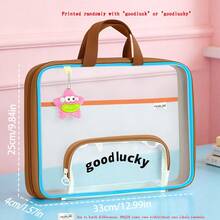 1pc 3-Layer Thickened Transparent Mesh Horizontal Tote Bag, 180° Wide Opening Book Storage Bag With Front Zipper Pen Pouch, Large Capacity Student School Tote, Portable Subject Classification Document Organizer - Single Piece - View 11