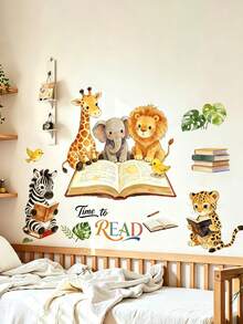 Watercolor Forest Animal Gathering, Children's Room, Kindergarten, Home Decor, Wardrobe, Wall Decoration, Wall Stickers. - Multicolor - View 12