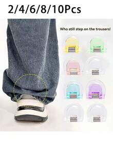 2/4/6/8/10Pcs Invisible Pant Leg Hem Clips, Damage Free Adjustable Hemming Buckles, Pants Shortening Clips, Anti-Drag Leg Cuff Fasteners - Multicolor - View 2