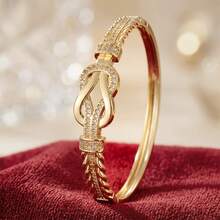 1pc Line Wrapped Knot Design Cubic Zirconia Inlaid Women Bracelet, Casual Gift - Multicolor - View 2