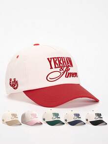 1pc Embroidered "IRISH GOODBYE" Colorblock Baseball Cap, Adjustable Casual Sun Hat For Spring/Autumn Travel, Versatile Sunscreen Hat, Y2K Style For Youth,Summer,Beach - Baseball Cap - View 22
