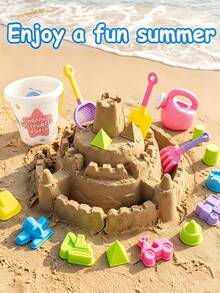 18pcs Beach Toy Set - Kids Outdoor Toys, Children's Beach Toys, Summer Amusement Park Beach Fun House Play, Includes Beach Bucket, Shovel, Sand Molds, Sand Rake, Watering Can, Outdoor Beach Toys, Kids Tent, Kids Beach Supplies, Perfect Summer Gift For Children, Accessory Colors Random - Multicolor - View 5