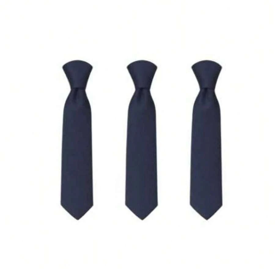Set Of 3 Light Gray Ties For Groomsmen, Weddings, And Events - Navy Blue - View 1
