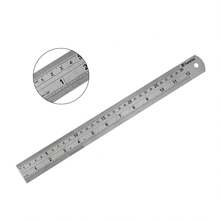 Regla De Acero Inoxidable Con Medida De 30cm; Con Tabla De Conversión En La Parte Trasera ; Ideal Para Escuela, Oficina, Arquitecto, Ingenieros. - Plateado - Ver 3