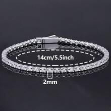 2mm-5mm 100% 莫桑石網球手鍊 925 純銀鍍白金 通過鑽石檢測儀檢測附 GRA 證書 女款禮物珠寶 - 白色 - 查看 18