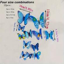 12pcs 3D Butterfly Wall Stickers, Black Removable Butterfly Wall Decals, Creative Home Room Decor, Garden Decor, Party Decor, Realistic Double Layer Butterfly Wall Stickers, Wall Decor Home Creative Decoration - A - View 7