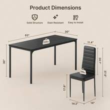Asofer 4- Chair And 6- Chair Dining Table Set , With Wood Dining Table, Dining Tables With Chairs With High PU Leather Chairs, Dining Table Set For Dining Room, Living Room - Black - View 6
