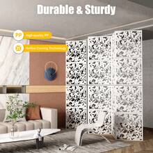 12Pcs Hollow Carved Hanging Room Divider, White PP Square Partition Screen DIY Decor With Rings  For Home Hallway - 12pcs - View 3