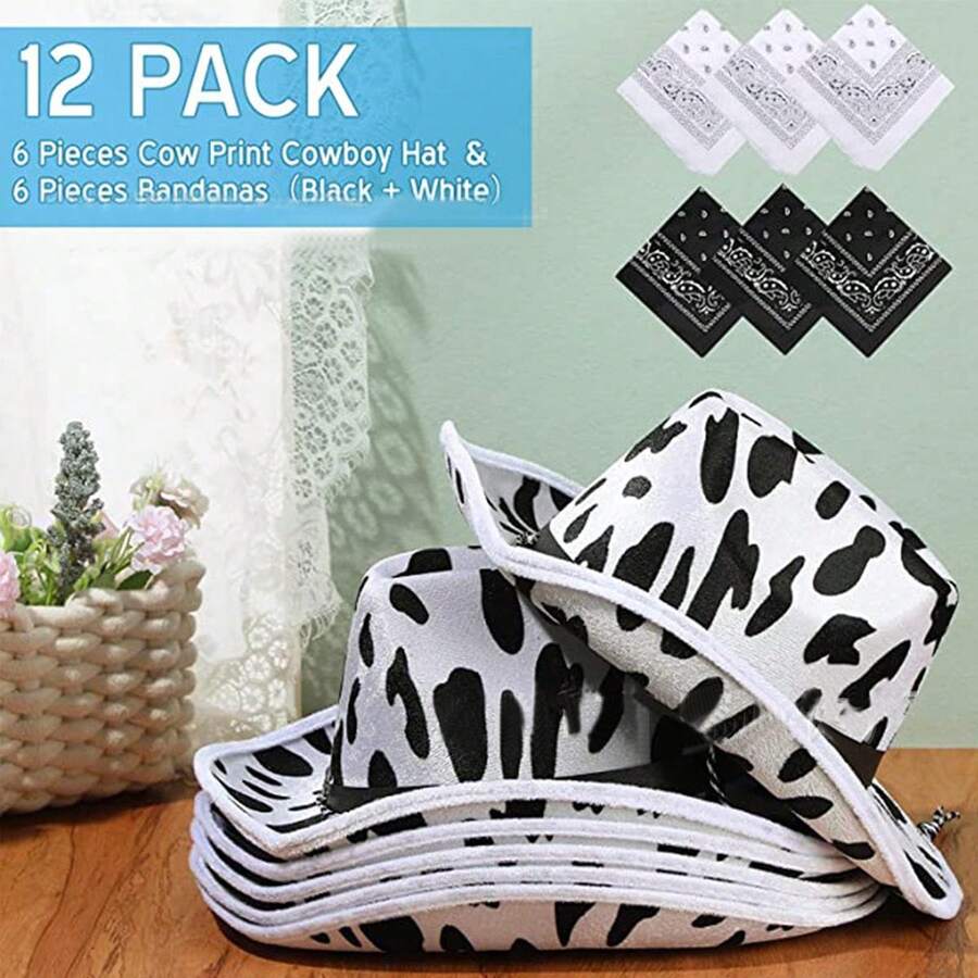 Black And White Rivet Milk Hat, Cow Pattern Rivet Black And White Felt Hat, Animal Cow Hat - Animal Cow Hat - View 1