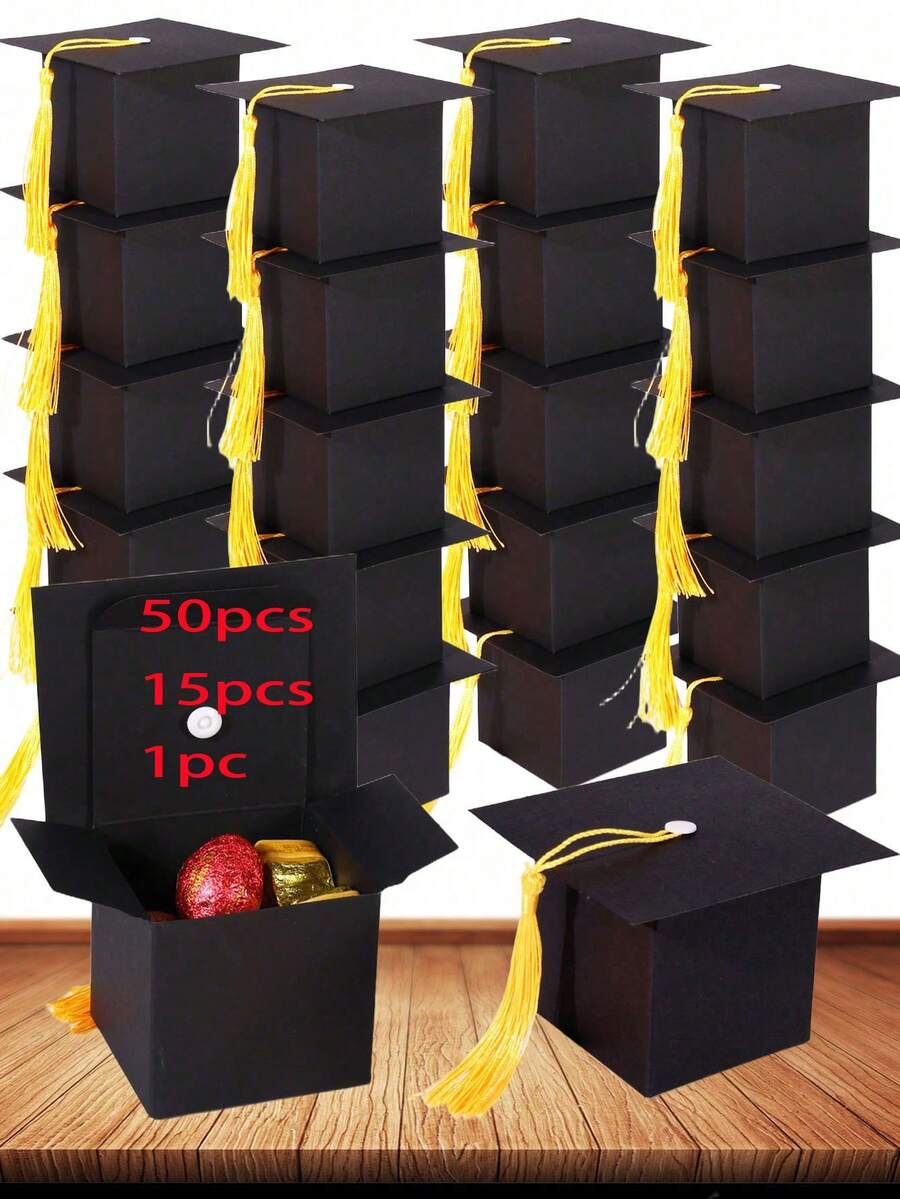 50/15pcs/1pc Graduation Cap Candy Box, 2025 Graduation Party Supplies, Graduation Gift Candy Box Suitable For Graduation Party