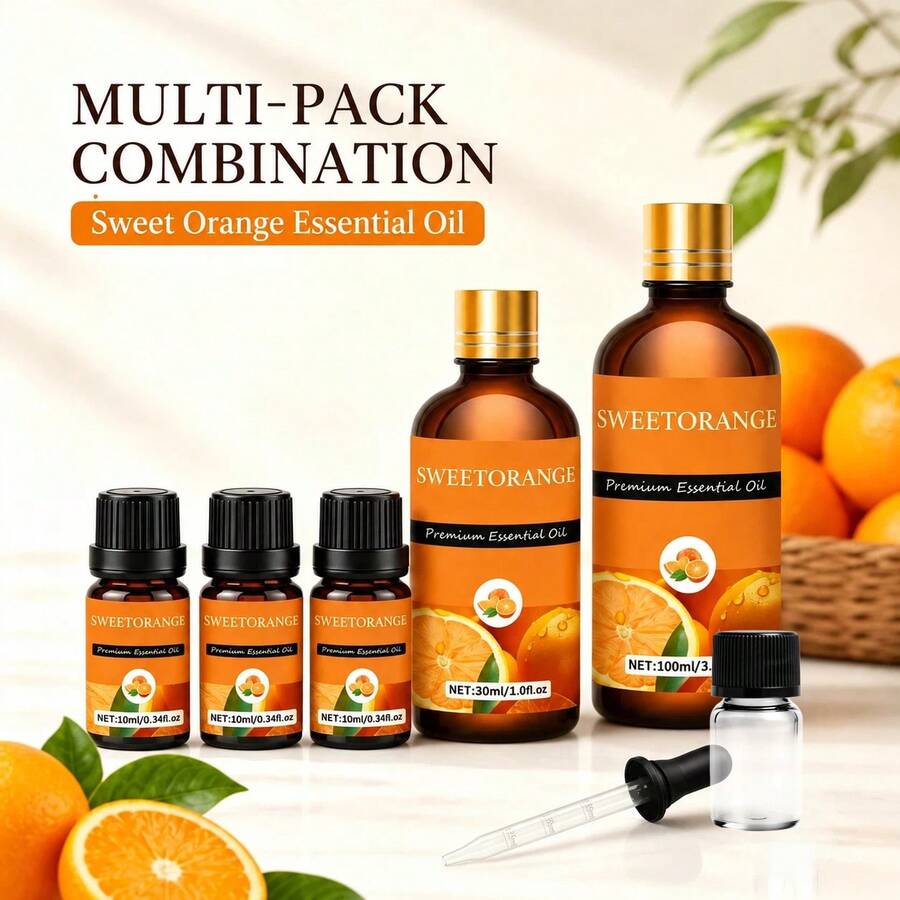10ml 天然甜橙精油,持久香氛,適用於芳香療法、按摩與 DIY 蠟燭、車用香氛、香氛燈、藤條擴香、空氣清新劑、身體按摩與 DIY 蠟燭製作,完美的節日禮物 - 甜橙 - 查看 1