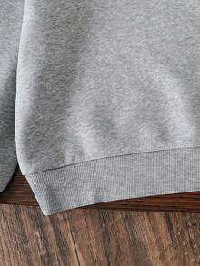 Toddler Letter Print Warm Hooded Sweatshirt - Light Grey - View 5