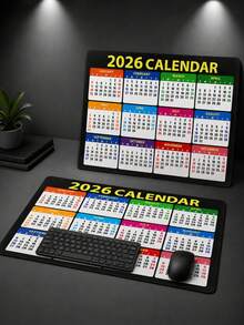 2026年大尺寸日曆滑鼠墊，彩色月計畫桌墊，光滑布面易於滑鼠控制，橡膠防滑底座穩定耐用，防水易清潔，新年禮物，辦公學習桌電腦鍵盤滑鼠墊 - 查看 9