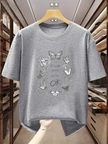 Camiseta de hombre talla% con diseño de mariposa y el texto Todo estará bien. Camiseta de manga corta para hombre. Camiseta cómoda y casual de manga corta para el verano. - Blanco - Ver 5