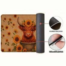 1pc, Home Decor, Highland Cow Pattern Print, Linen Kitchen Rug, Kitchen Mat, Floor Mat, Bathroom Mat, Door Mat, 3D Print Rectangular, Suitable For Living Room, Bedroom, Hallway, Bathroom, Laundry Room - Polyester Rug, Suitable For Indoor And Outdoor Home Decor - Multicolor - View 8