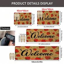 1pc, Home Decor, Strawberry Pattern Print, Linen Kitchen Rug, Kitchen Mat, Floor Mat, Bathroom Mat, Door Mat, 3D Print Rectangular, Suitable For Living Room, Bedroom, Hallway, Bathroom, Laundry Room - Polyester Rug, Suitable For Indoor And Outdoor Home Decor - Multicolor - View 11