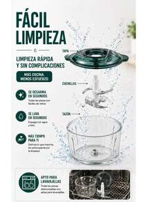 Procesador Alimentos Cristal 3L Picadora Elegante - Azul - Ver 5