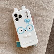 Kawaii 3D Pink Glasses Rabbit Soft Silicone Phone Case For 17 16 Plus 15 14 13 12 Pro Max Japanese Anime Shockproof Cover Shock-Proof Skin-Friendly Material - White - View 5
