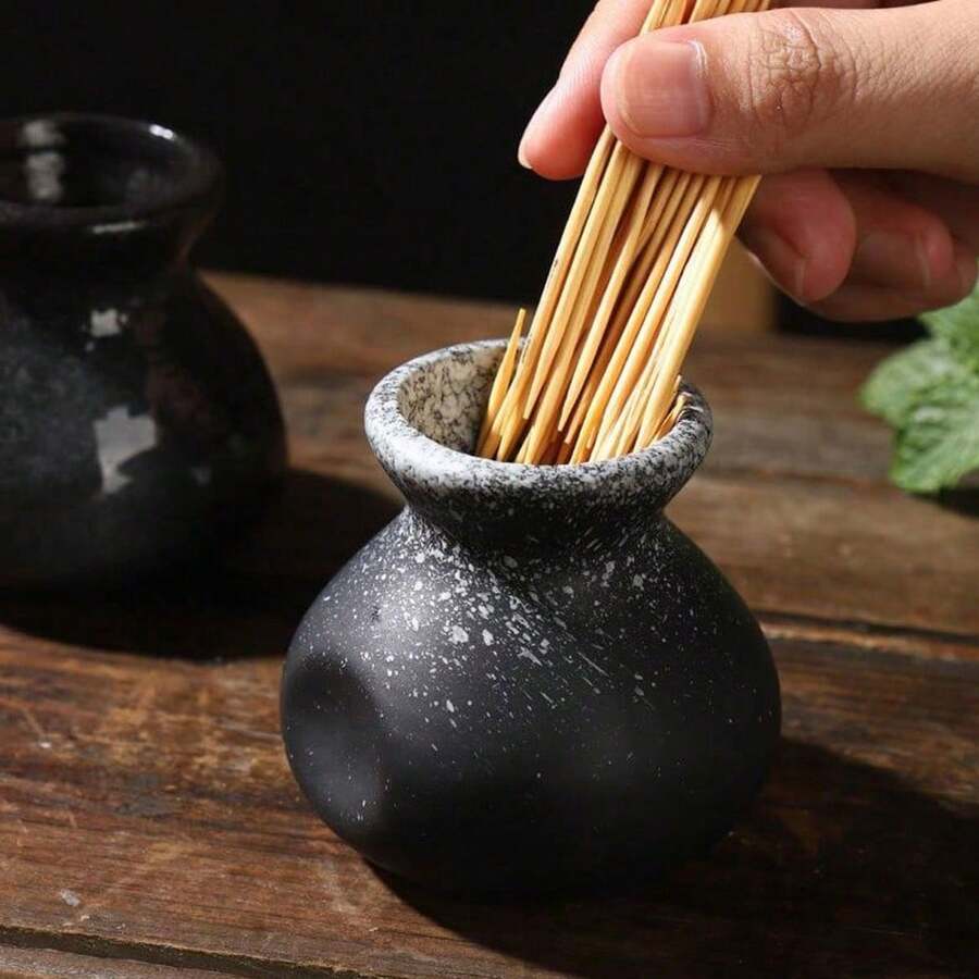 1pc Ceramic Toothpick Holder, Home Decoration Toothpick Dispenser For Living Room, Coffee Table, Dining Room - Multicolor - View 1